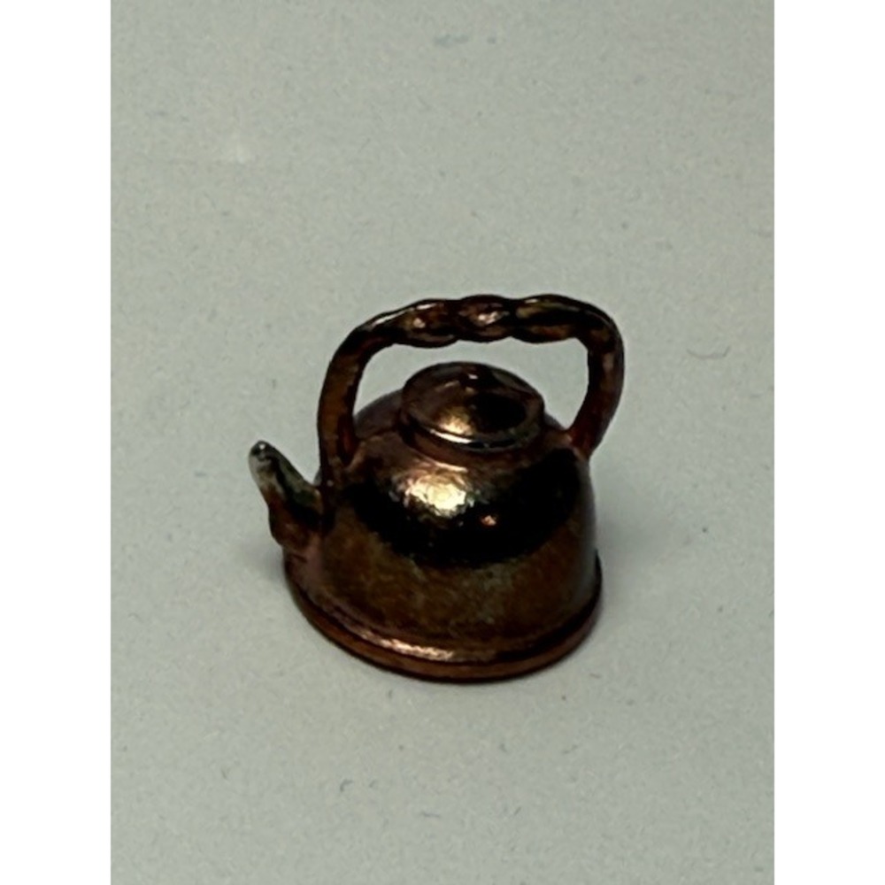 Monopoly game piece Miniature Copper tone Tea Kettle Figurine Dollhouse Teapot